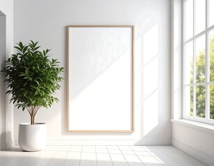 Modern room with blank canvas