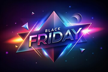 Unconventional Black Friday Banner Design Neon Geometric Style