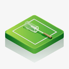 Isometric Illustration of a Green Net on a Square Field