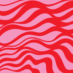 Vibrant abstract background with retro wavy lines in psychedelic and groovy 70s style. Colorful curved stripes create a dynamic, flowing composition perfect for vintage-inspired design, music posters,