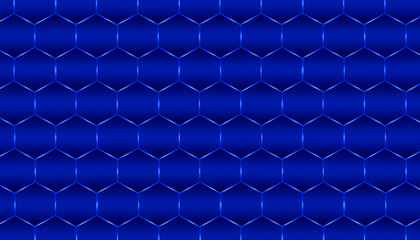 Fototapeta premium Blue hexagon metallic tech seamless pattern