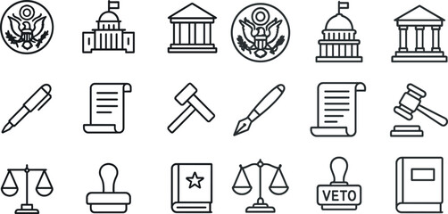 Government and legal icons for office and educational use