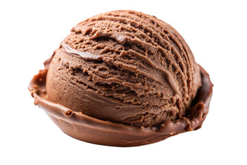 A Scoop of Chocolate Ice Cream Isolated on Transparent Background
