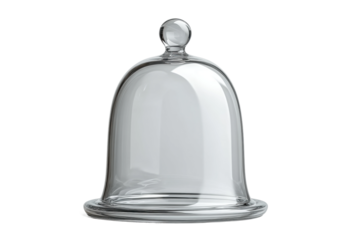 PNG Clear glass dome cloche with handle on white background
