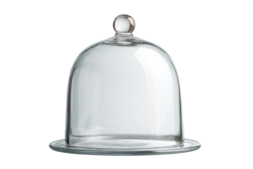 PNG Clear glass cloche dome on plate for elegant food display