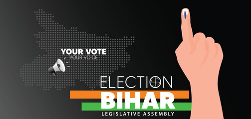 Bihar Legislative Assembly election map silhouette vector poster