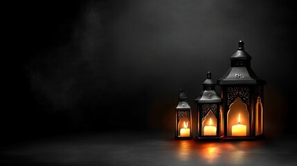 Fototapeta premium Dark Scene with Lanterns
