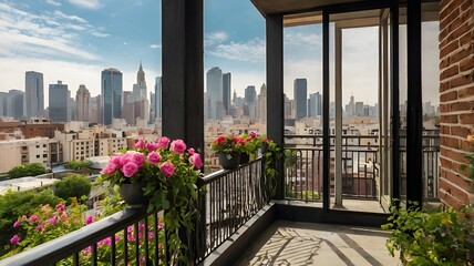 / Calm Urban Scenery from a Flower-Blooming Court