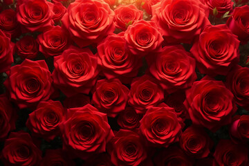 Red roses in full bloom