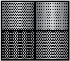 vector seamless perforated metal plate in four variations