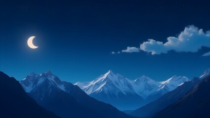 Serene moonlit Himalayan peaks majestic night scene breathtaking beauty