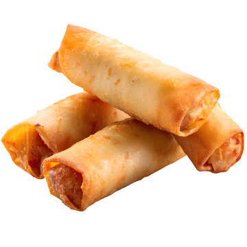 "Filipino lumpia spring rolls with crispy wrapper, isolated on transparent background, 
