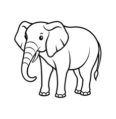 elephant line art vector, elephant line art silhouette vector illustration