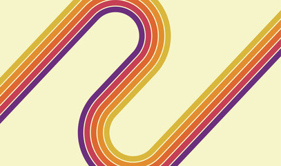 70s retro lines background. Vintage colourful stripes banner, backdrop and wallpaper vector.retro vintage 70s style stripes background poster lines