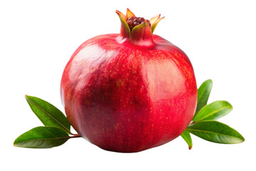 Ripe Pomegranate with Leaf Vibrant and Fresh Isolated on Transparent Background