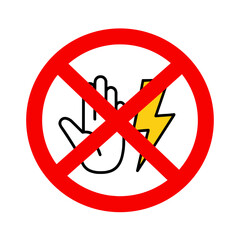 Obraz premium Safety warning symbol with hand and lightning bolt design 