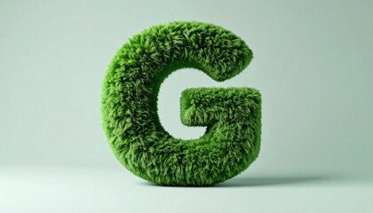 LETTER G SCULPTED FROM SOFT, plush fabric, floating in the midair
