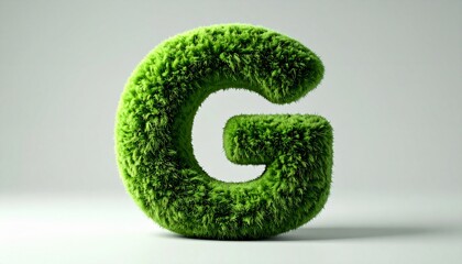 LETTER G SCULPTED FROM SOFT, plush fabric, floating in the midair