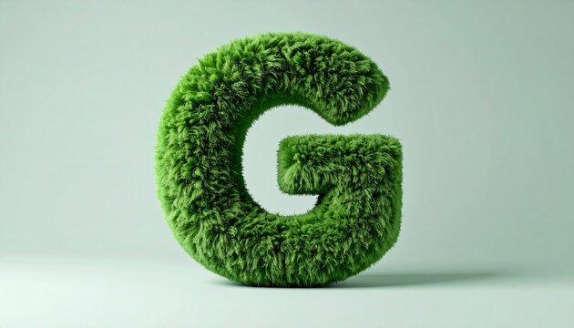 LETTER G SCULPTED FROM SOFT, plush fabric, floating in the midair