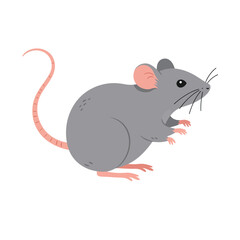 Cartoon Gray Mouse Illustration on White Background for Children s Books and Educational Materials