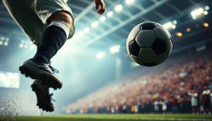 Naklejka premium Dramatic football scene capturing the essence of athletic prowess and intensity