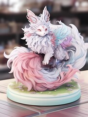Fantasy creature illustration, fluffy mane, miniature base