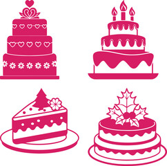 Cute seamless pattern of cartoon cupcakes and cakes with sweet decorations in a vector illustration