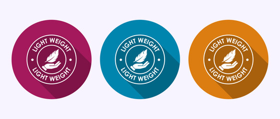 Light weight icon design illustration. Feather icon, Light weight label sign symbol in shadow button design