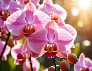 Close-up of blooming pink orchids