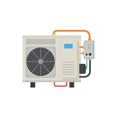 Fototapeta premium Air Conditioning Unit with Water Heater Flat Vector Illustration on White