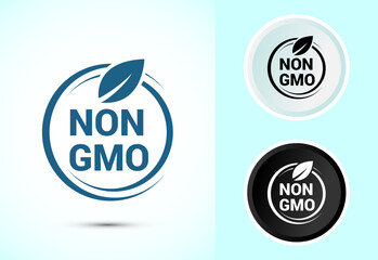 Non gmo icon design illustration, GMO free food label, Organic healthy food sign symbol in color black and white