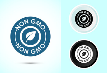 Non gmo icon design illustration, GMO free food label, Organic healthy food sign symbol in color black and white