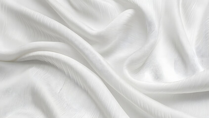 Obraz premium Close-up of rippled white silk fabric texture background