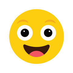 Fototapeta premium Single yellow face emoji icon various moods