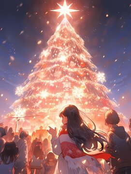 Grand Christmas tree city celebration