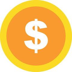 A vibrant, orange circular icon featuring a white dollar sign ($).