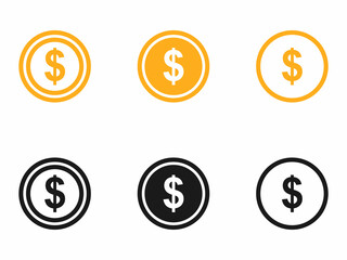 Set of Dollar Sign Icons in Different Colors