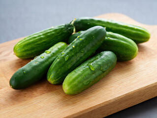 Close-up view of fresh cucumber slices layered on a clean white surface, shot under bright, natural morning light. The slices are thin and slightly curled at the edges, showing lifelike translucency 