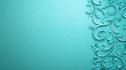 Teal background with embossed floral patterns