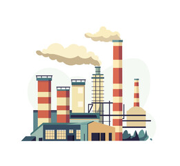 illustration in flat design style on the theme of plants and factories.