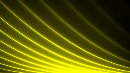 Abstract Background with Bright Yellow Neon Lines, Dynamic Curved Stripes, Glowing Energy Design