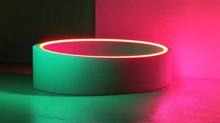 Minimalist pedestal with vibrant lighting