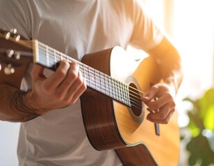 Obraz premium Close-up of a person playing guitar