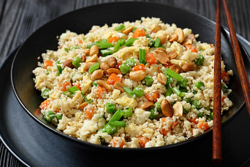 fried cauliflower rice with scrambled egg, veggies