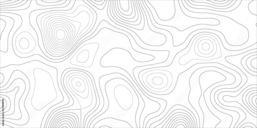 Poster Ocean topographic line map with curvy wave isolines vector illustration. Abstract topographic contours map background, Vector contour topographic map. Cartography texture abstract banner use.	