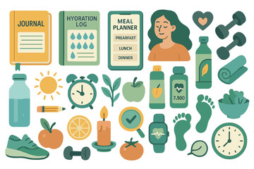 Tools for maintaining a healthy lifestyle through planning, tracking, and self-care routines