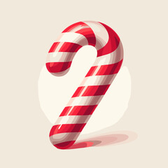 Fototapeta premium Red and white striped candy cane with glossy surface on a light background