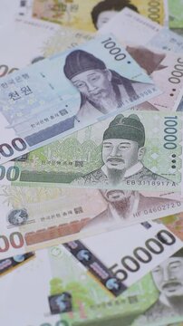 Paper money, South Korean banknotes as a financial business background. Cash, investment, banking