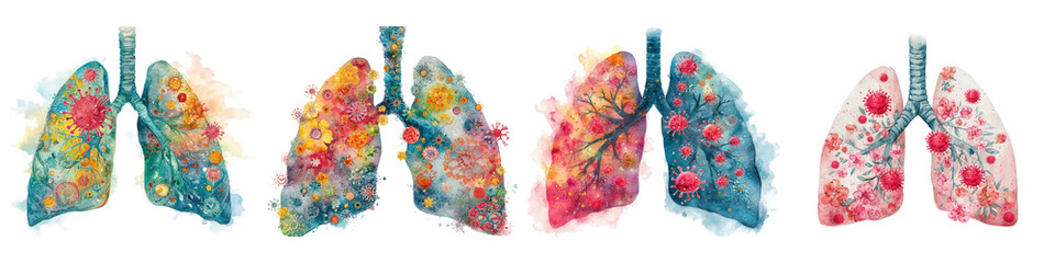 Colorful Artistic Representation of Lungs with Floral Patterns