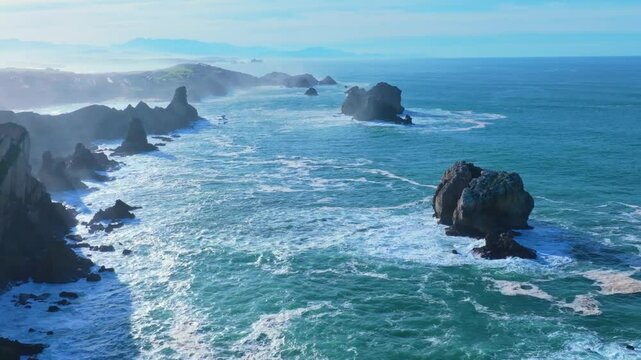Sunset lights in the Urro del Manzano area of ​​the Dunes of Liencres Natural Park. Liencres, Pi&eacute;lagos Municipality, Costa Quebrada Geopark, Cantabrian Sea, Cantabria, Spain, Europe